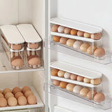 Rolling Egg Holder for Refrigerator - 2-Tier Auto-Roll Egg Dispenser & Fridge Organizer