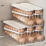 Rolling Egg Holder for Refrigerator - 2-Tier Auto-Roll Egg Dispenser & Fridge Organizer