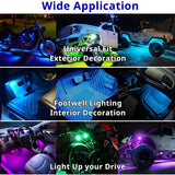 Wireless RGB LED Car Interior Lights - Rechargeable Footwell Ambient Lights with Remote