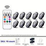 Wireless RGB LED Car Interior Lights - Rechargeable Footwell Ambient Lights with Remote