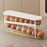 Rolling Egg Holder for Refrigerator - 2-Tier Auto-Roll Egg Dispenser & Fridge Organizer