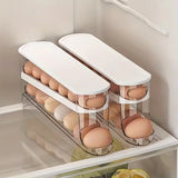 Rolling Egg Holder for Refrigerator - 2-Tier Auto-Roll Egg Dispenser & Fridge Organizer