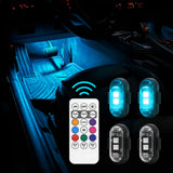 Wireless RGB LED Car Interior Lights - Rechargeable Footwell Ambient Lights with Remote