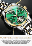 OLEVS Men Automatic Mechanical Green Fashion Classic Wrist Watches