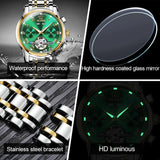 OLEVS Men Automatic Mechanical Green Fashion Classic Wrist Watches