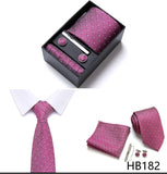 Top Grade Holiday Gift Box 7.5 cm Green Print Tie Pocket Squares Cufflink Set Gravatas Man Suit Accessories Fit Formal Party