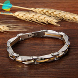 Men's Two-Tone Stainless Steel Link Bracelet - Gold & Silver