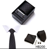 Top Grade Holiday Gift Box 7.5 cm Green Print Tie Pocket Squares Cufflink Set Gravatas Man Suit Accessories Fit Formal Party