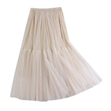 Maxi Long Tulle Skirts for Women White Aesthetic Pleated Skirt Y2k Fairycore Party Summer Autumn Jupe Longue 2024 Falda Mujer
