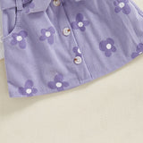 Adorable Baby Girl Floral Print Romper with Matching Skirt and Headband Set for Summer Outings and Photoshoots