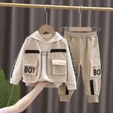 Spring autumn toddler letter boy decorative vest+printed long sleeves+elastic loose casual pants suit fashion suit