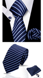 Men Tie Set Luxury Striped 3 Pcs