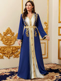 Elegant Muslim Dress with Gold Embroidered Evening Gown, Traditional Islamic Attire