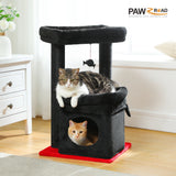 Cat Tree Cat Tower with Cozy Condo, Wide Top Perch,Natural Sisal Posts, Soft Plush,Playful Pom-Pom Suitable for 1-2 Indoor Cats