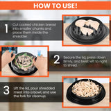 Chicken Shredder Tool - Non-Slip Meat Shredder Bowl for Pulled Chicken, Pork & Beef