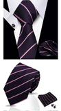 Men Tie Set Luxury Striped 3 Pcs