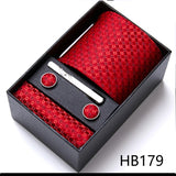 Top Grade Holiday Gift Box 7.5 cm Green Print Tie Pocket Squares Cufflink Set Gravatas Man Suit Accessories Fit Formal Party