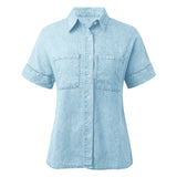 Long Sleeve Women's Denim Shirt 2025 Spring Autumn Classic Vintage Jeans Blouses Tops Retro Casual Button Up Streetwear Top