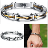 Men's Two-Tone Stainless Steel Link Bracelet - Gold & Silver