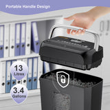 Bonsaii 6-Sheet Cross Cut Paper Shredder Home Office Use with Handle for Document,Mail,Staple,Clip-3.4 Gal Wastebasket