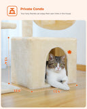 Small Cat Tree Cat Tower with Natural Sisal Scratching Post,Spacious Top Perch,Privite Cat Condo Perfect for Indoor Cats,Cat Toy