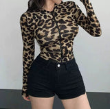 Women's Leopard Print Workout Cropped Jacket Y2k Zip Up Cheetah Animal Lightweight Fitted Athletic Jackets