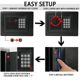 Ireproof Safes with Fireproof Money Bag Sensor Light Digital Keypad Home Safe Adjustable Shelf Security Safe