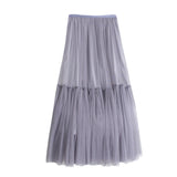 Maxi Long Tulle Skirts for Women White Aesthetic Pleated Skirt Y2k Fairycore Party Summer Autumn Jupe Longue 2024 Falda Mujer