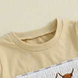 Cute Toddler Boy Summer Outfits Stylish Bull Head Embroidery Tee with Matching Elastic Waist Plaid Shorts for Playtime Fun