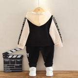 Spring autumn toddler letter boy decorative vest+printed long sleeves+elastic loose casual pants suit fashion suit