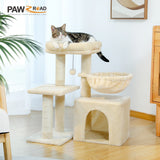 Cat tree Cat Tower for Indoor Cats 2 Styles Cat Activity Tree with Cat Scratching Posts Big Hammock and Removable Top Perch Grey