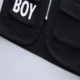 Spring autumn toddler letter boy decorative vest+printed long sleeves+elastic loose casual pants suit fashion suit