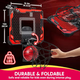 Mini Indoor Basketball Hoop for Kids - Over-the-Door Hoop with Electronic Scoreboard & 4 Balls