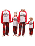 Christmas Family Matching Pajamas Set Long Sleeve Letter Print T-shirt with Plaid Pants Sleepwear Loungewear for the Whole