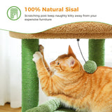 Cat Tree Cat Tower with Cozy Condo, Wide Top Perch,Natural Sisal Posts, Soft Plush,Playful Pom-Pom Suitable for 1-2 Indoor Cats