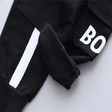 Spring autumn toddler letter boy decorative vest+printed long sleeves+elastic loose casual pants suit fashion suit