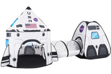 Kids Rocket Ship Play Tent with Tunnel - 3-Piece Pop-Up Set
