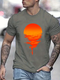 plus Size round Neck T-shirt Casual Fashion Sunset Diffuse Chicken Minimalist 3D Digital Print Comfortable T-shirt
