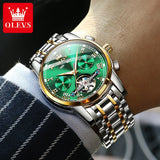 OLEVS Men Automatic Mechanical Green Fashion Classic Wrist Watches