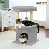 Cat Tree Cat Tower with Cozy Condo, Wide Top Perch,Natural Sisal Posts, Soft Plush,Playful Pom-Pom Suitable for 1-2 Indoor Cats