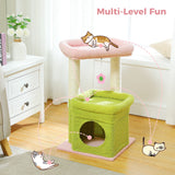 Cat Tree Cat Tower with Cozy Condo, Wide Top Perch,Natural Sisal Posts, Soft Plush,Playful Pom-Pom Suitable for 1-2 Indoor Cats