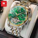 OLEVS Men Automatic Mechanical Green Fashion Classic Wrist Watches