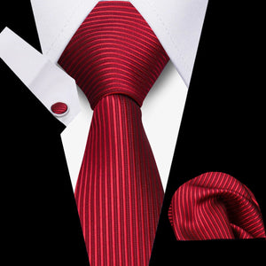 Men Tie Set Luxury Striped 3 Pcs