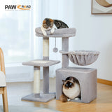 Cat tree Cat Tower for Indoor Cats 2 Styles Cat Activity Tree with Cat Scratching Posts Big Hammock and Removable Top Perch Grey