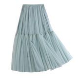 Maxi Long Tulle Skirts for Women White Aesthetic Pleated Skirt Y2k Fairycore Party Summer Autumn Jupe Longue 2024 Falda Mujer