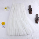 Maxi Long Tulle Skirts for Women White Aesthetic Pleated Skirt Y2k Fairycore Party Summer Autumn Jupe Longue 2024 Falda Mujer