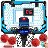Mini Indoor Basketball Hoop for Kids - Over-the-Door Hoop with Electronic Scoreboard & 4 Balls