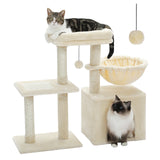 Cat tree Cat Tower for Indoor Cats 2 Styles Cat Activity Tree with Cat Scratching Posts Big Hammock and Removable Top Perch Grey