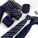 Men Tie Set Luxury Striped 3 Pcs