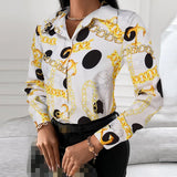 Spring Summer Women's Clothing New Fashion Printed Women's Shirt Casual Lapel Long Sleeved Single Breasted Shirt Women's Top